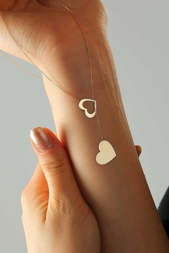 Moom Mücevherat Kadın 14 Ayar Altın Sallantılı Kalp Kolye