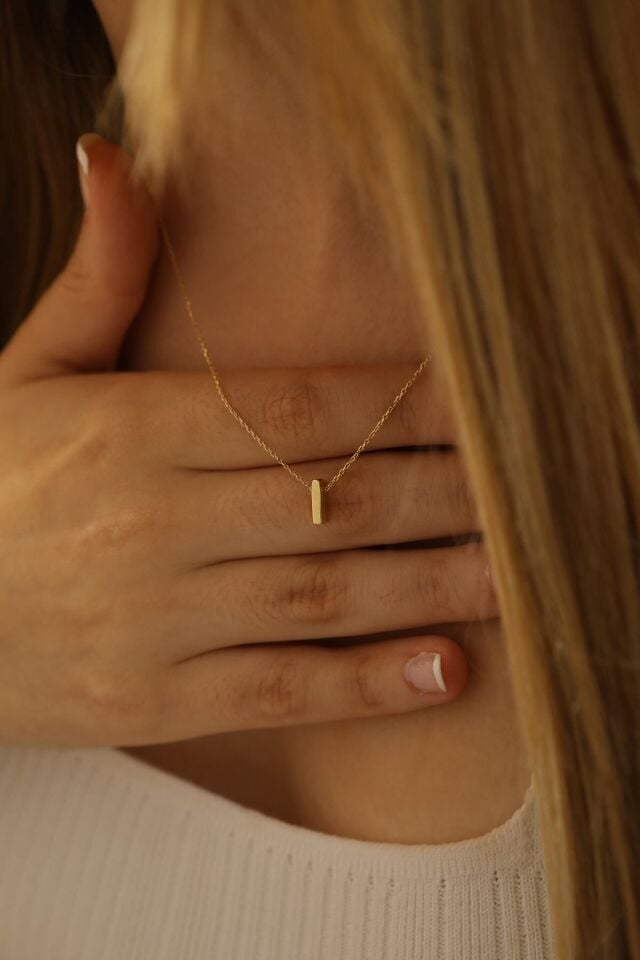 14 Ayar 3 Boyutlu I Harfi Zincirli Kolye