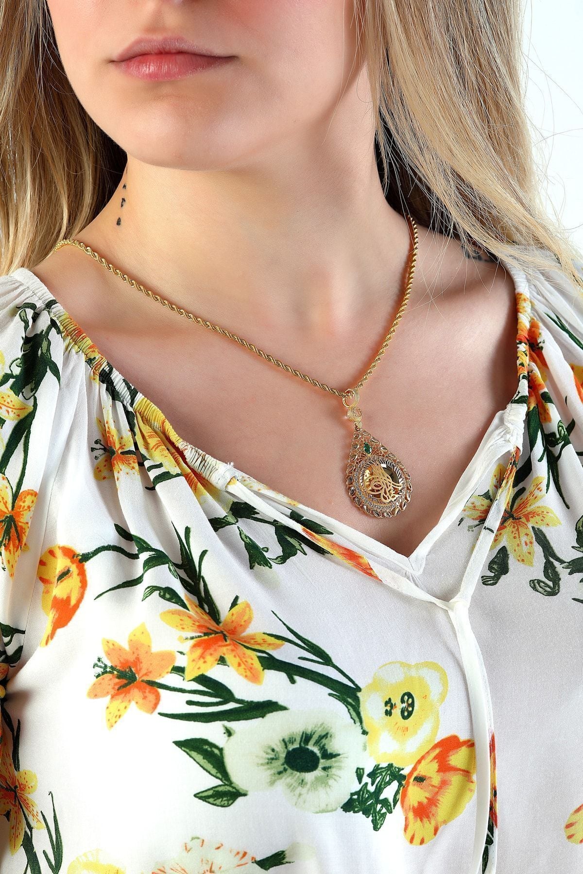 Kadın 14 Ayar Altın Damla Model Osmanlı Tuğrası