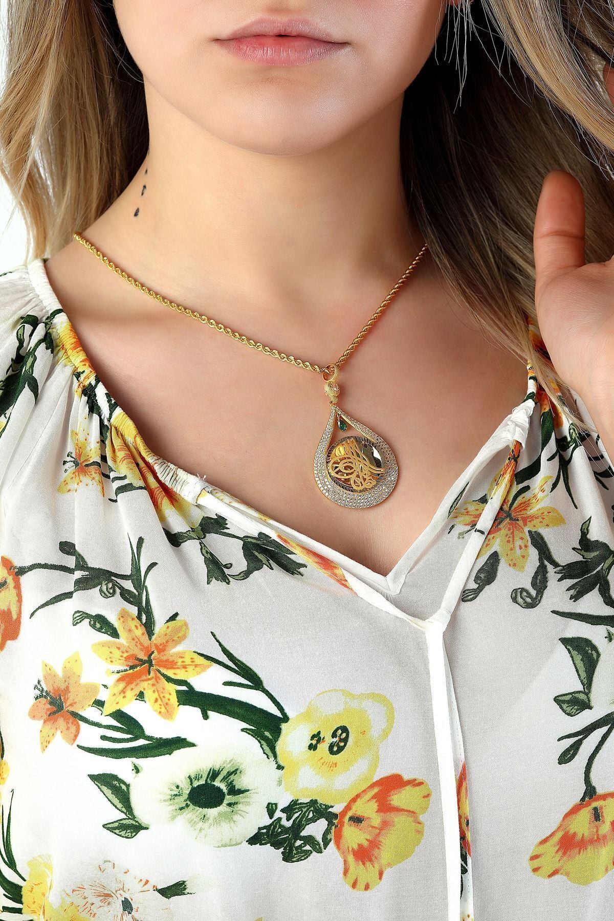 Kadın 14 Ayar Altın Damla Model Osmanlı Tuğrası