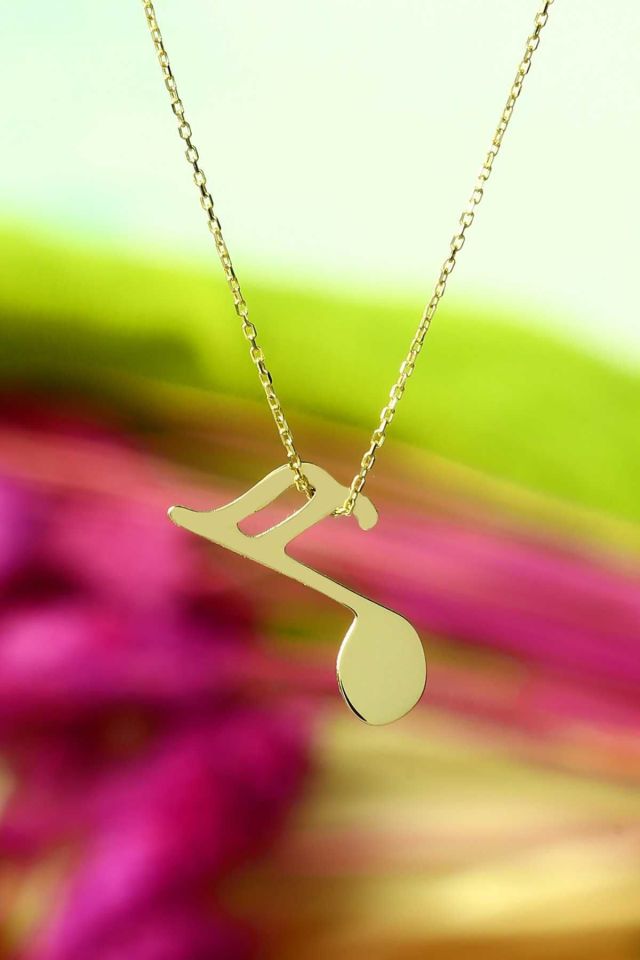 Moom Mücevherat Kadın 14 Ayar Altın Nota Kolye