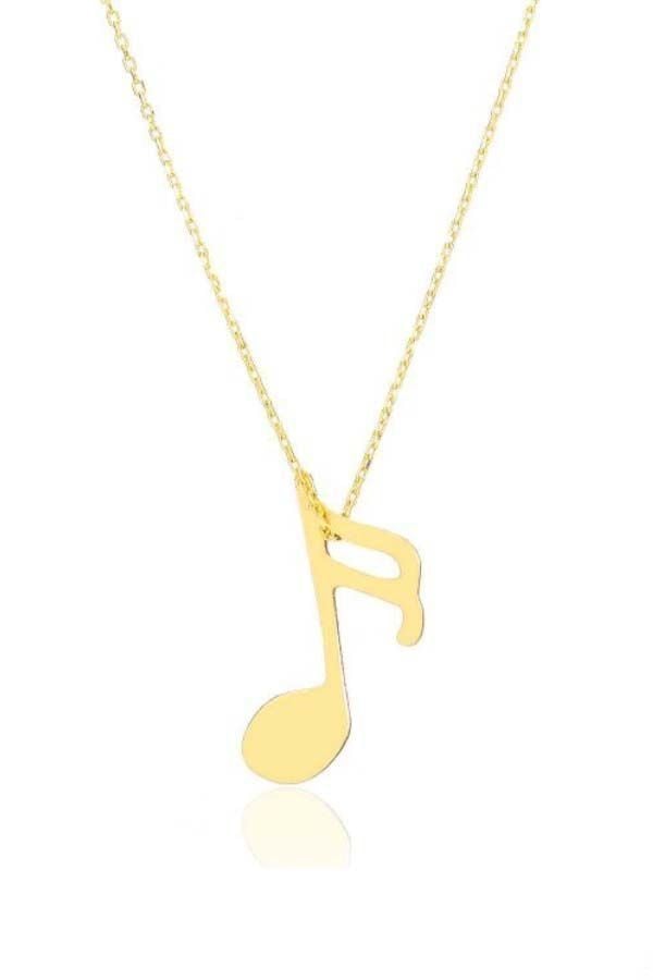 Moom Mücevherat Kadın 14 Ayar Altın Nota Kolye