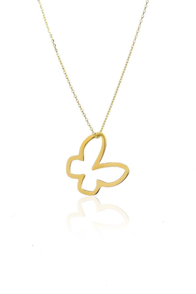 Moom Mücevherat Kadın 14 Ayar Altın Kelebek Kolye