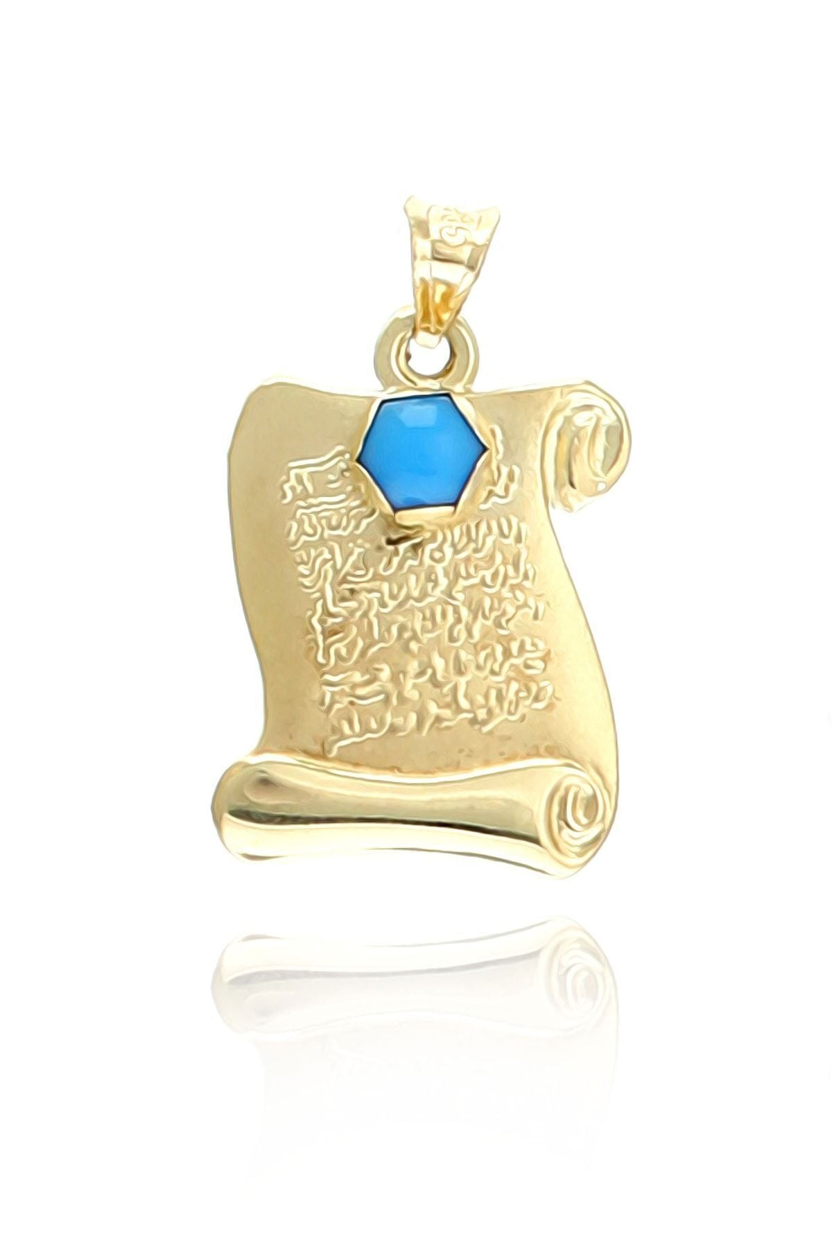 Kadın 14 Ayar Altın Hediyelik Maşallah'lı Mavi Taşlı Kolye Ucu