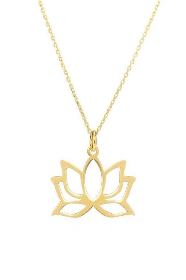 Moom Mücevherat Kadın 14 Ayar Altın Lotus Çiçeği Kolye
