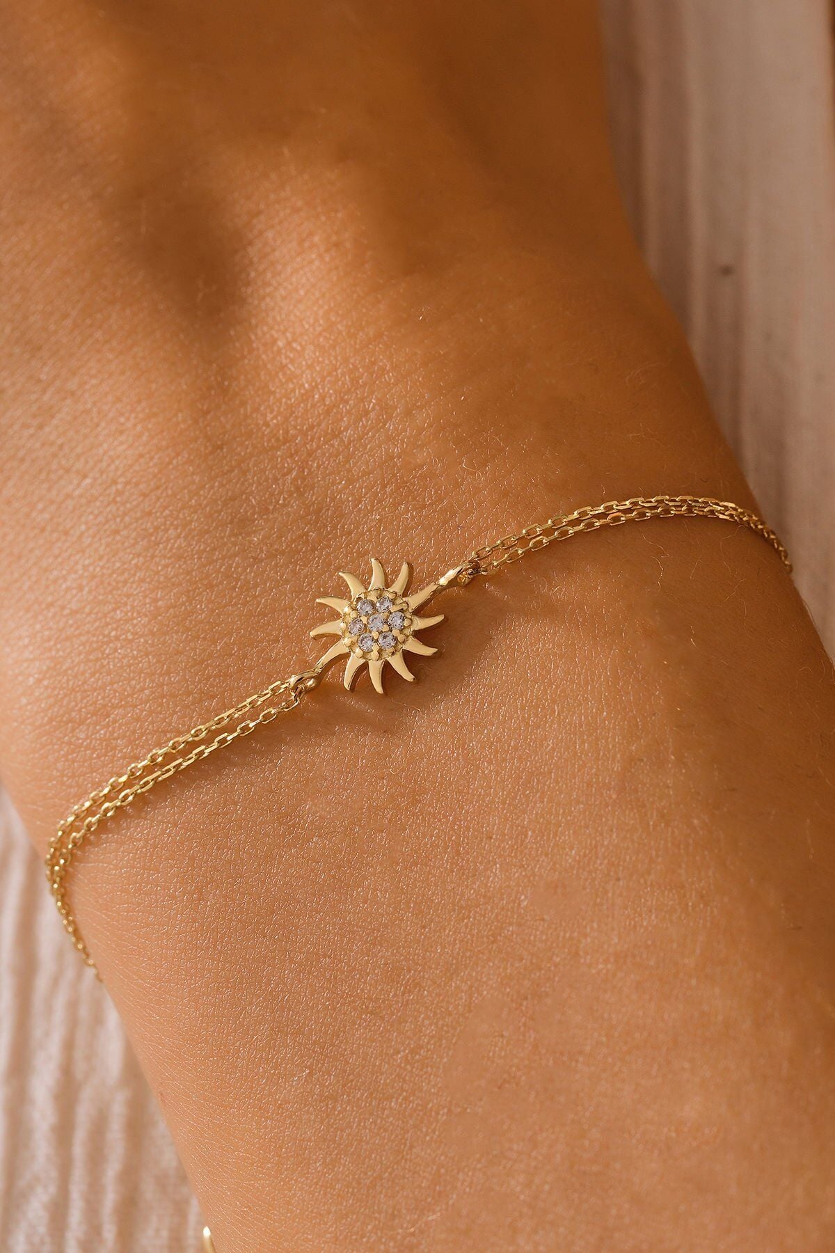 MOOM MÜCEVHERAT 14 Ayar Altın Güneş Bileklik (16cm,17cm,18cm,19cm,20cm,21cm)