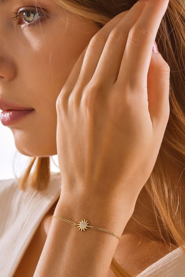 MOOM MÜCEVHERAT 14 Ayar Altın Güneş Bileklik (16cm,17cm,18cm,19cm,20cm,21cm)