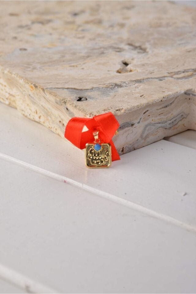 Kadın 14 Ayar Altın Hediyelik Maşallah'lı Mavi Taşlı Kolye Ucu