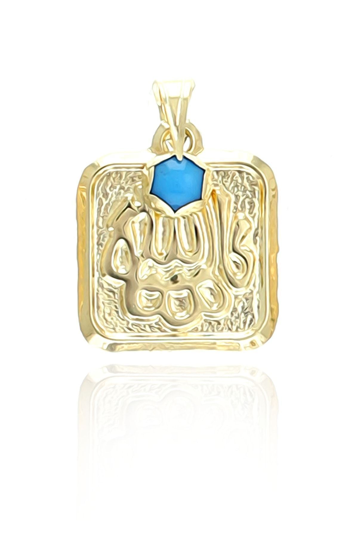 Kadın 14 Ayar Altın Hediyelik Maşallah'lı Mavi Taşlı Kolye Ucu