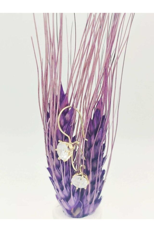 Moom Mücevherat Sallantılı Askılı Tek Taş 14 Ayar Yeşil Altın En Büyük Boy Anne Ve Abdest Küpesi