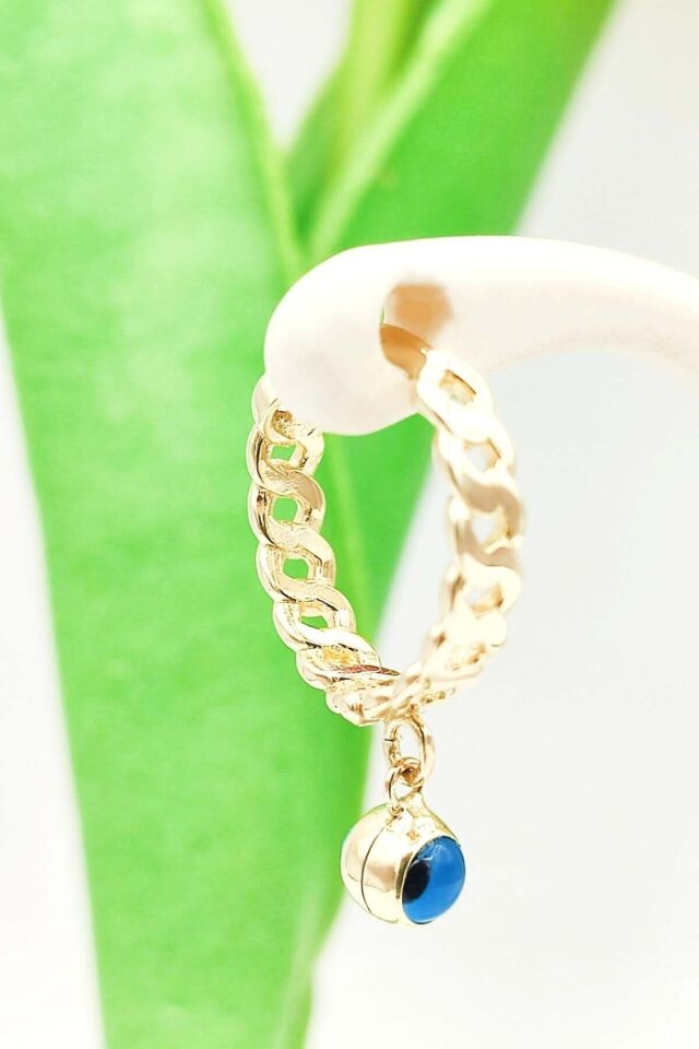 Nazar Boncuklu Altın Halka Küpe