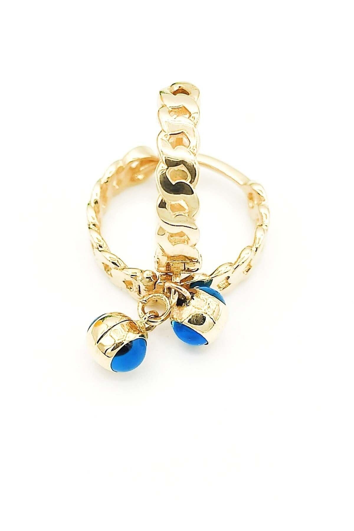 Nazar Boncuklu Altın Halka Küpe