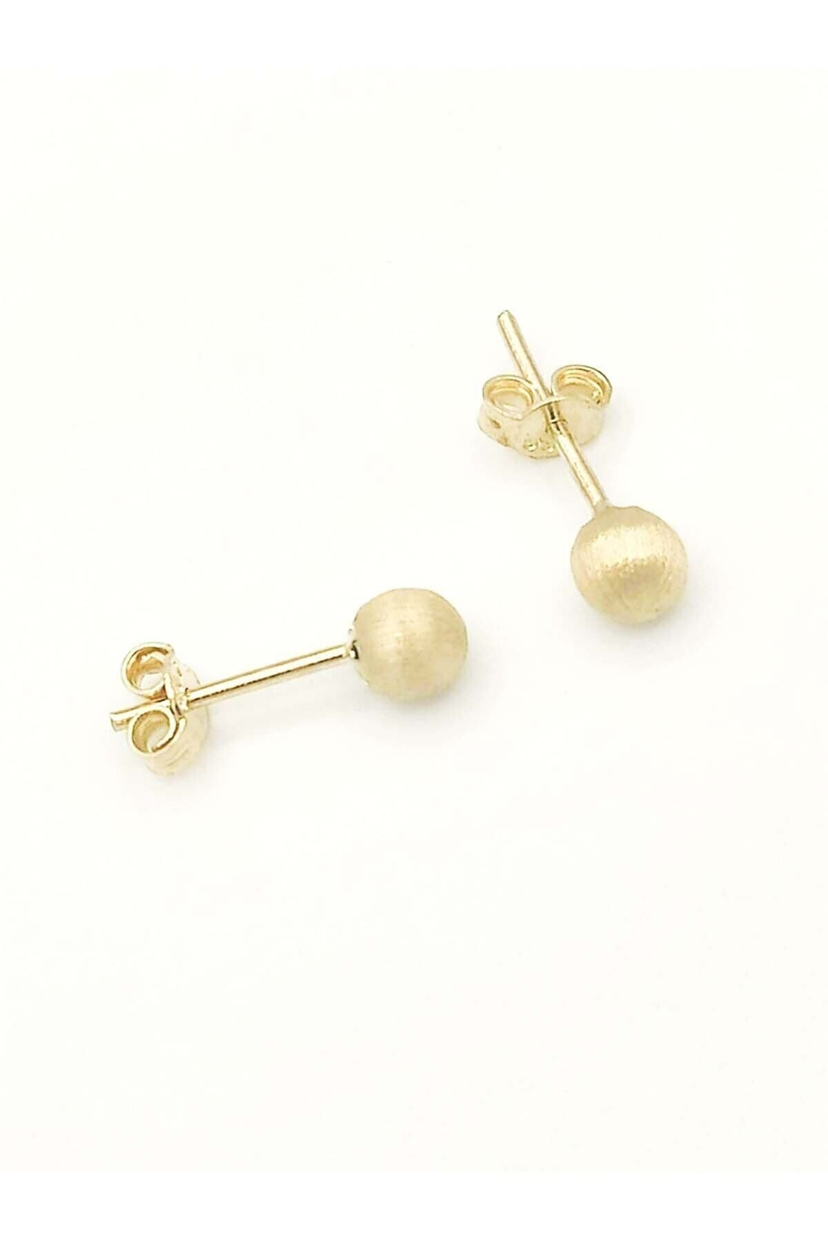 Moom Mücevherat 14 Ayar Yeşil Altın Vidalı Altın Top Küpe