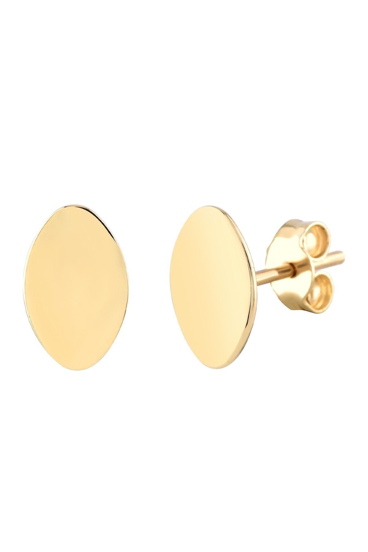 Kadın 14 Ayar Altın Küpe Minimalist Plaka Halka Altın Küpe 13 Mm