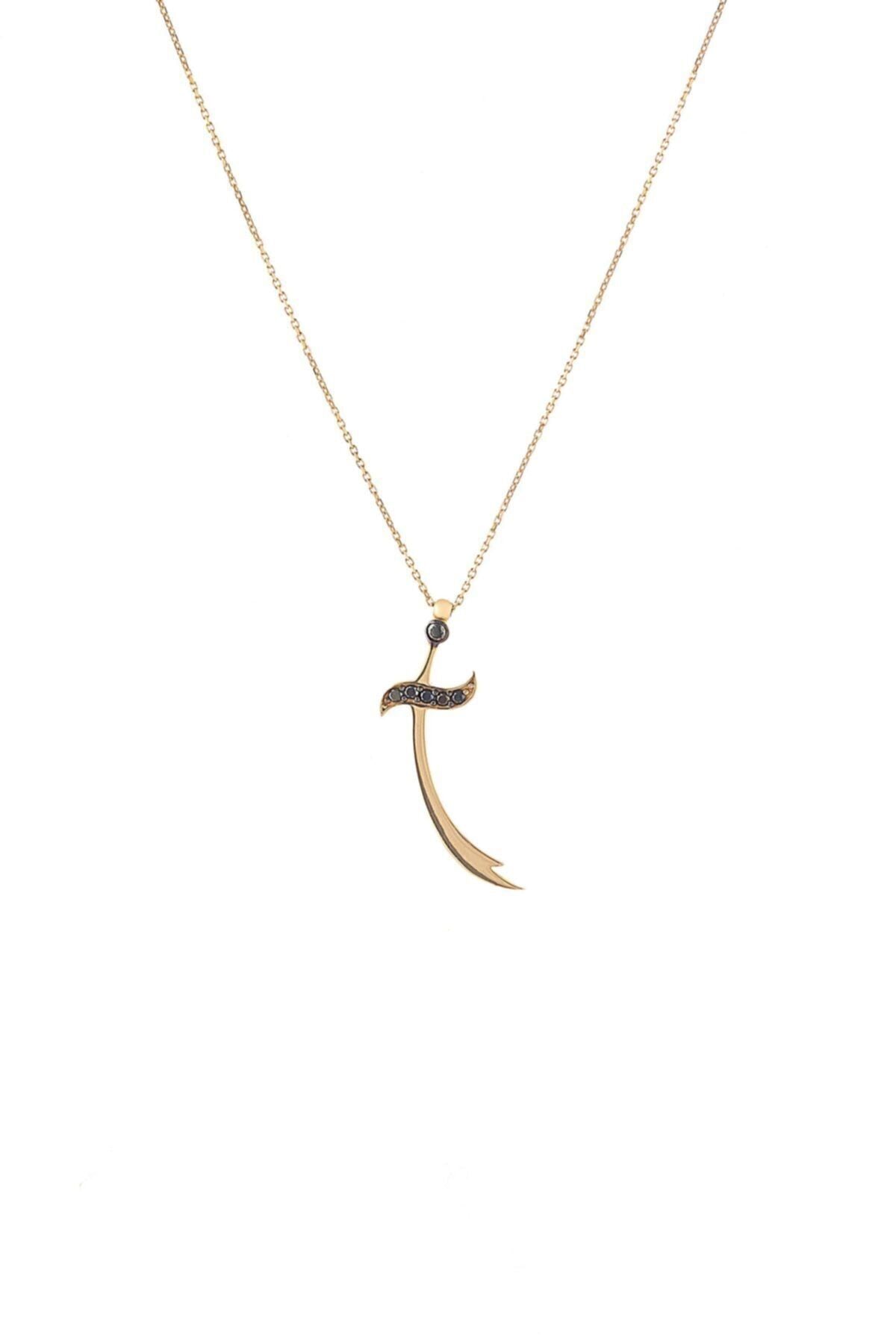 14 Ayar Altın Taşlı Zülfikar Kolye 42 Cm