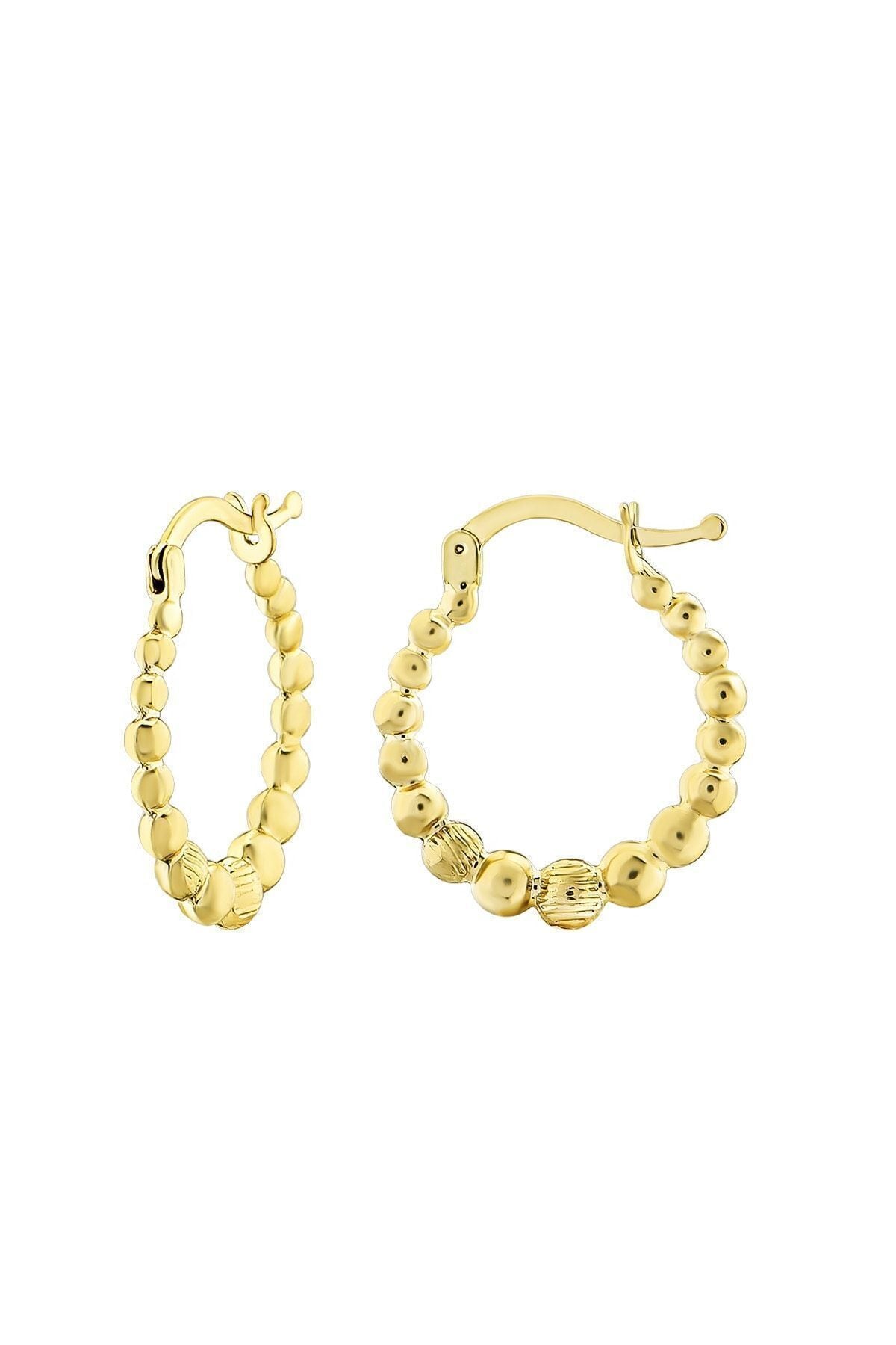 Kadın 14 Ayar Altın Küpe Minimalist Dorika Modern Halka Altın Küpe 15 Mm