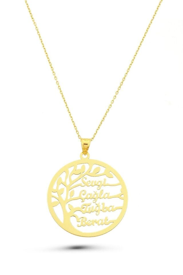 Altın Kolye/hayat Ağacı Altın Kolye/14 Ayar Altın Aile Kolye/altın Isim Kolye Modeli
