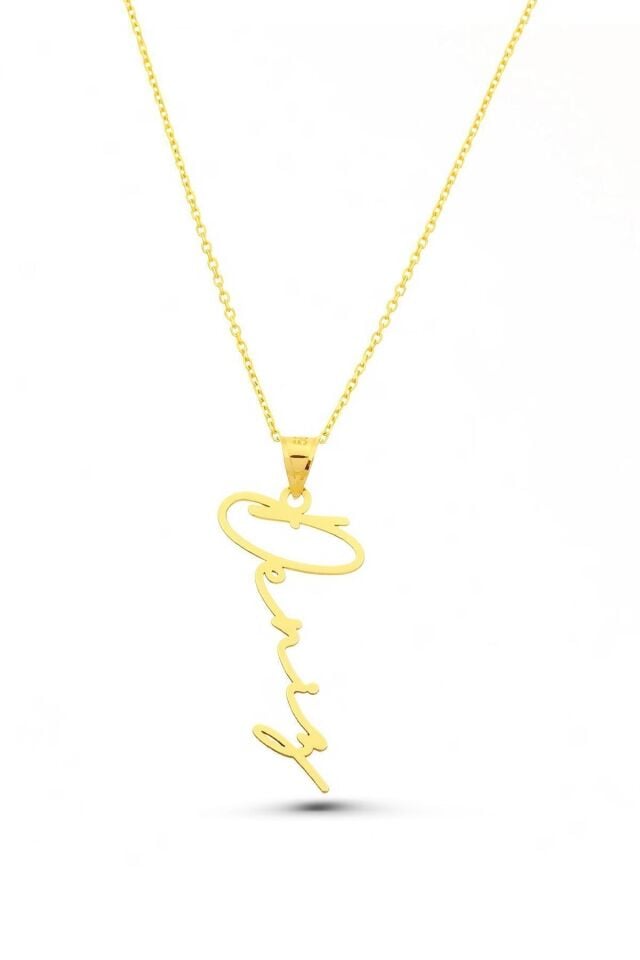 Altın Kolye /el Yazılı Desenli Altın Kolye/14 Ayar Altın Isim Kolye/altın Isim Kolye