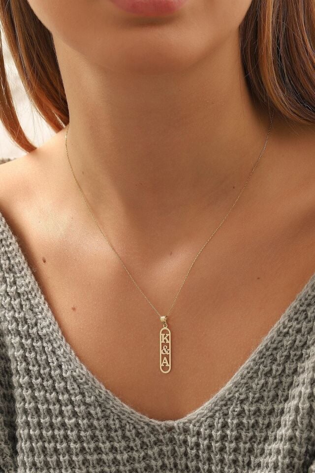 Altın Kolye /baş Harf Desenli Altın Kolye /14 Ayar Altın Isim Kolye/altın Harf Kolye