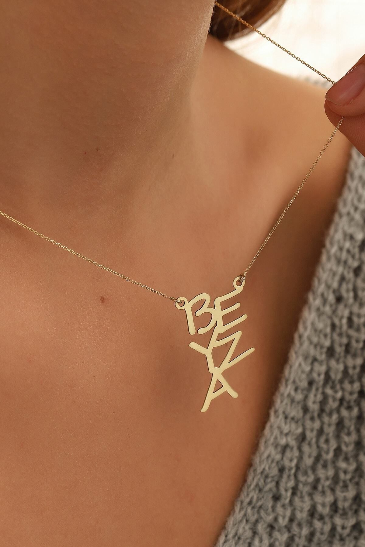 Altın Kolye /el Yapımı Tasarım Altın Kolye/14 Ayar Altın Isim Kolye/altın Isim Kolye