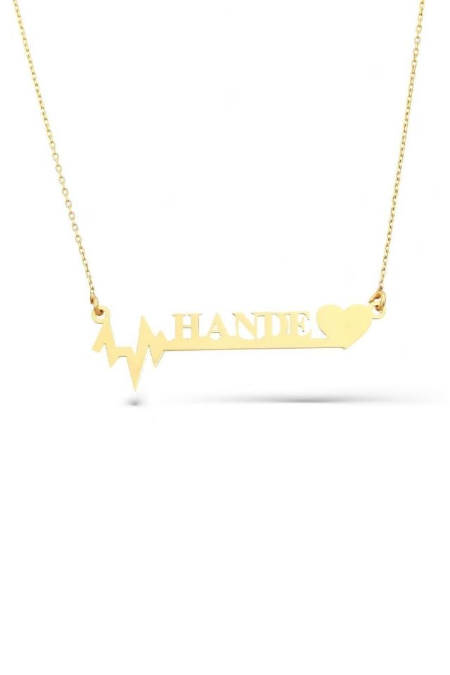 Altın Kolye/ritim Kalp Desenli Altın Kolye/14 Ayar Altın Isim Kolye/altın Isim Kolye