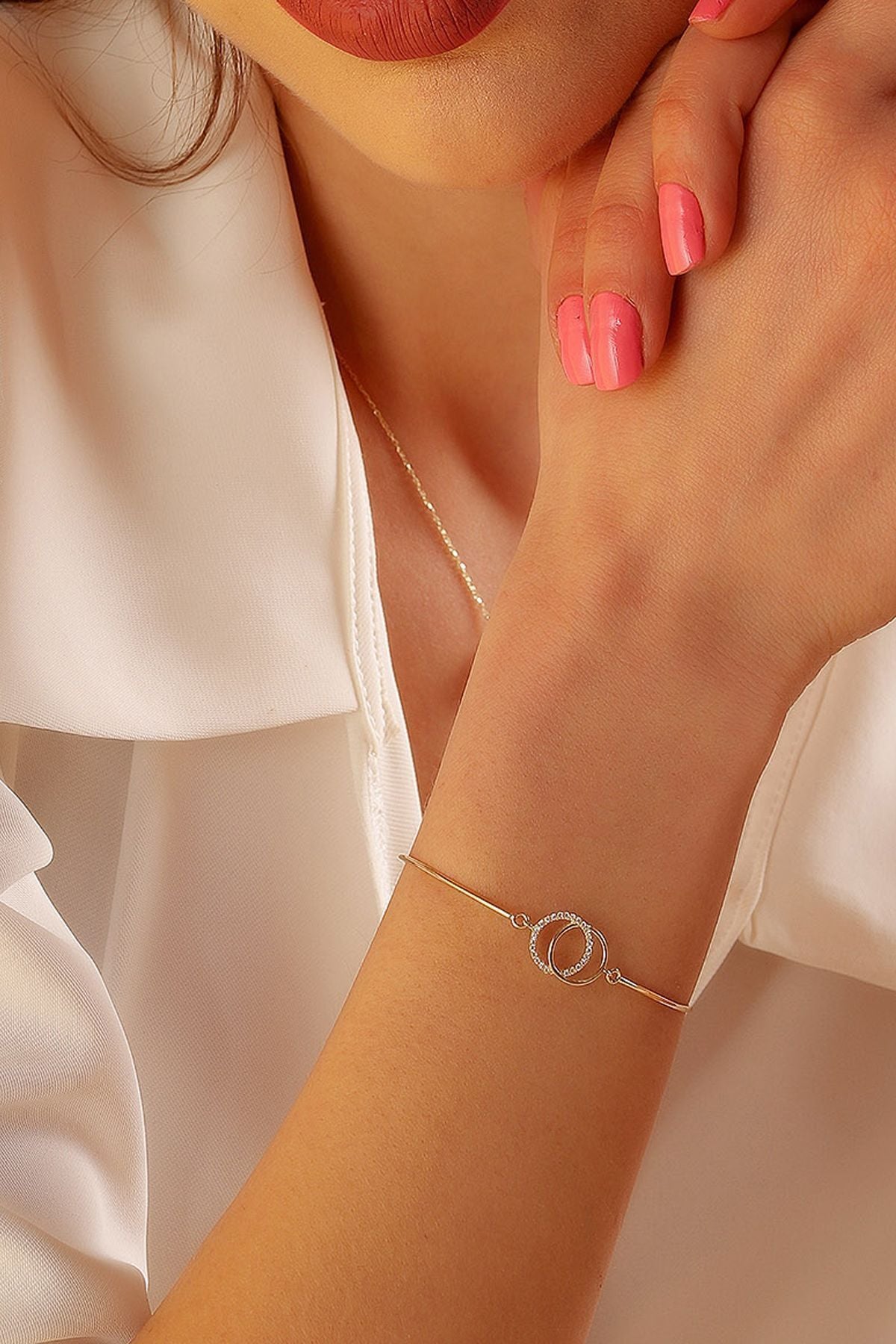 14 Ayar Altın Bileklik Kelepçe Çift Alyans Modeli 7,00 cm Çapında