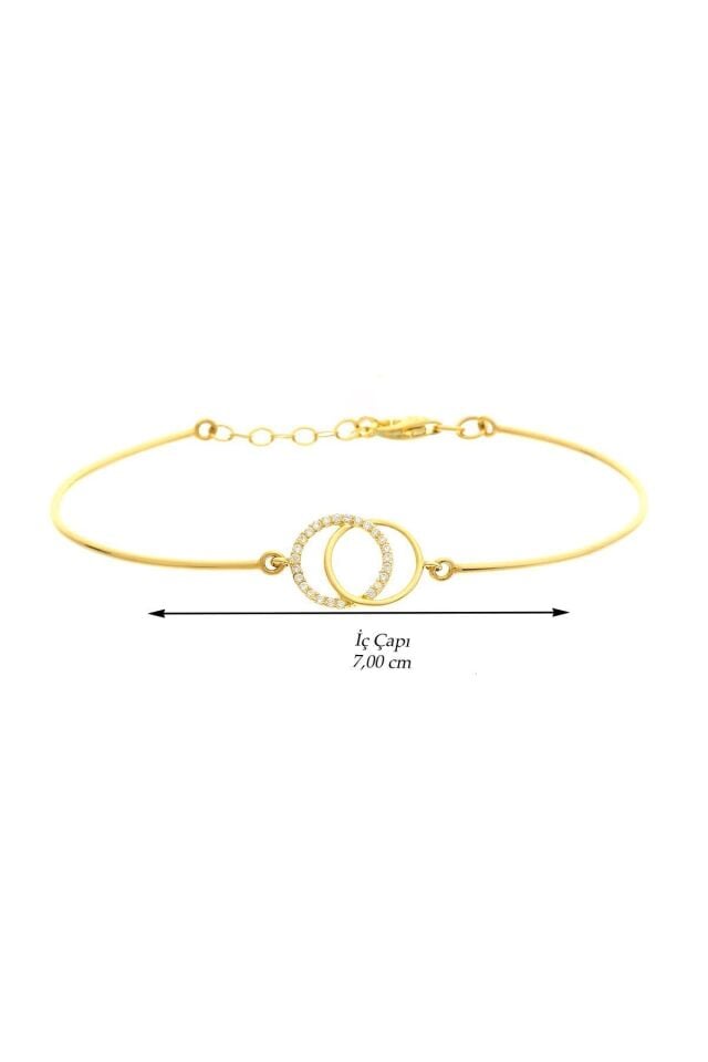 14 Ayar Altın Bileklik Kelepçe Çift Alyans Modeli 7,00 cm Çapında