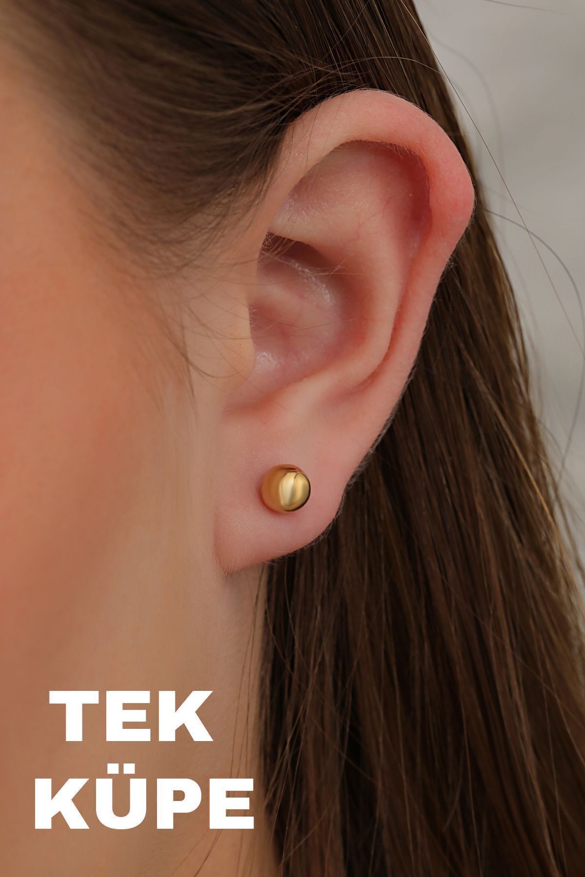14 Ayar Altın Top Küpe 5 mm Tek Küpe