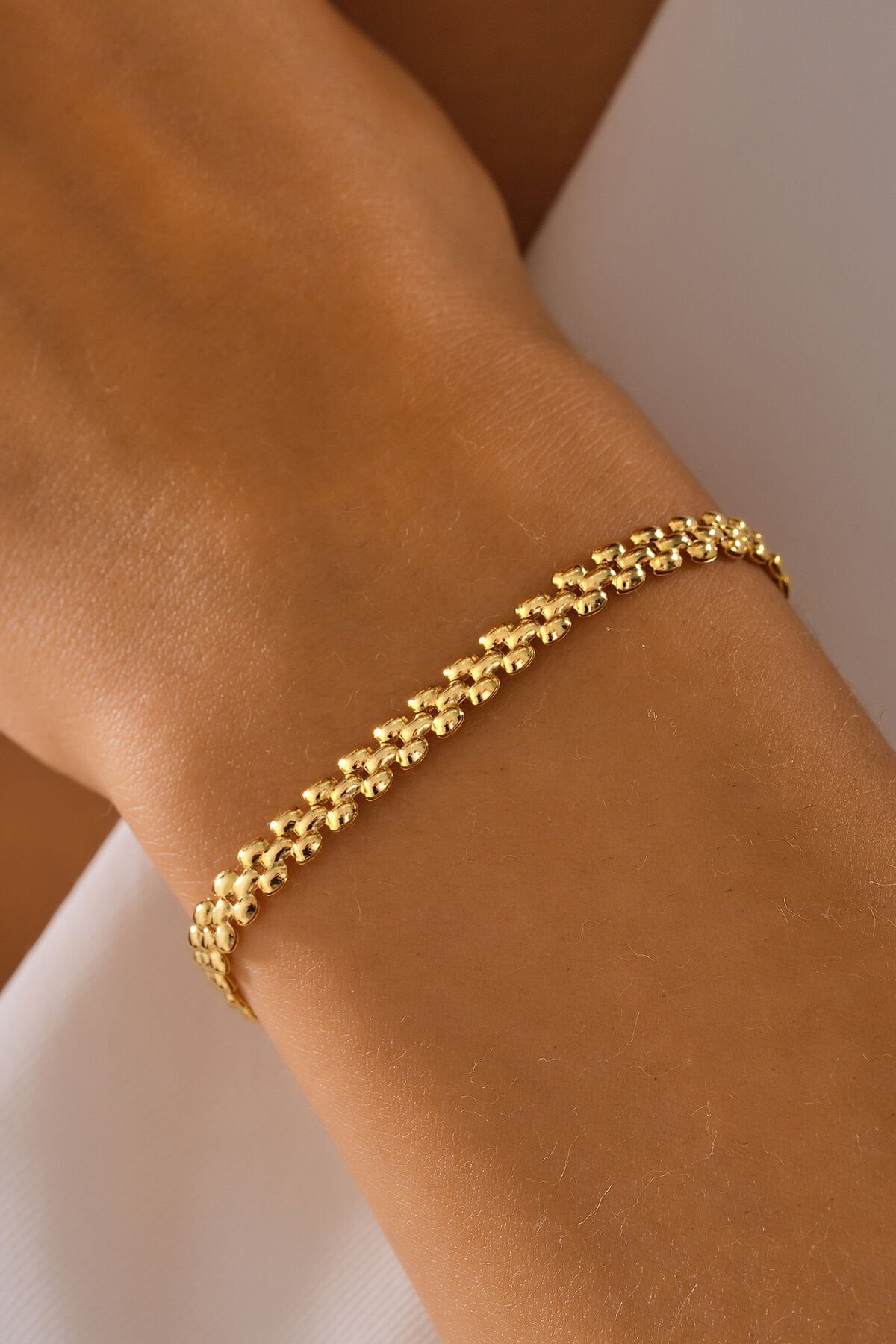 14 Ayar Altın Hasır Örme Bileklik
