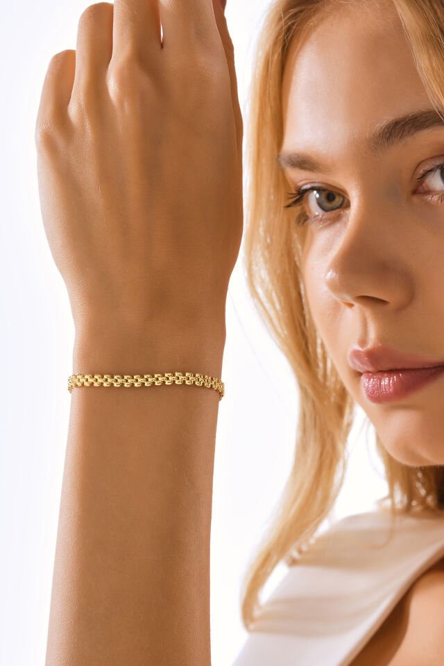 14 Ayar Altın Hasır Örme Bileklik