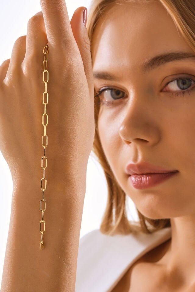 14 Ayar Altın Kalın Ataç Bileklik