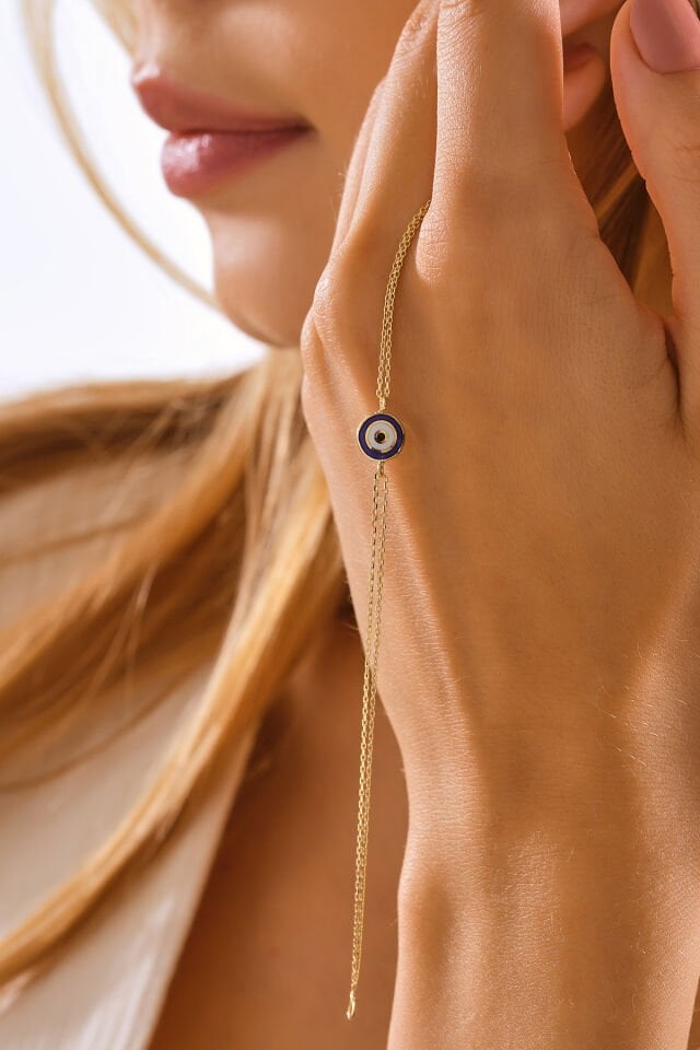 14 Ayar Altın Mineli Nazar Bileklik