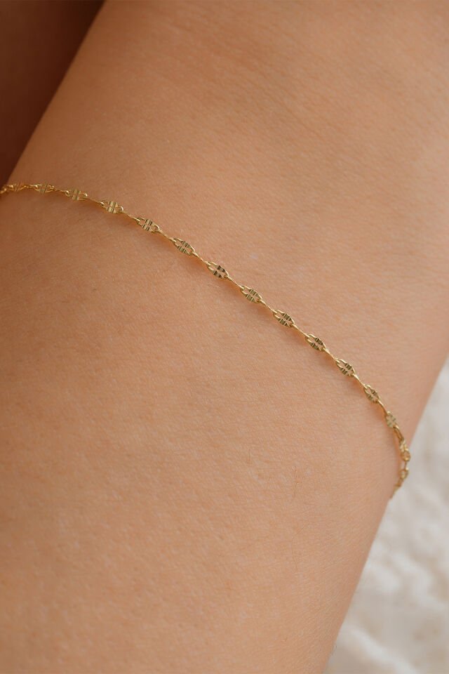 14 Ayar Altın Aynalı Zincir Bileklik