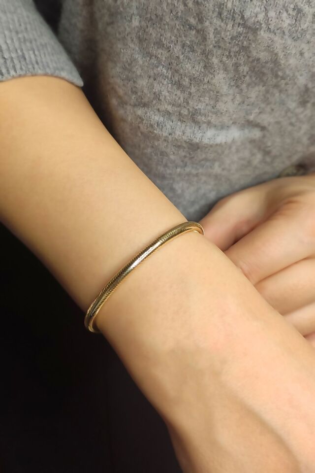 14 Ayar Altın Bileklik Esnek Her Bileğe Uygun Boyutta Ayarlanabilir Bilezik