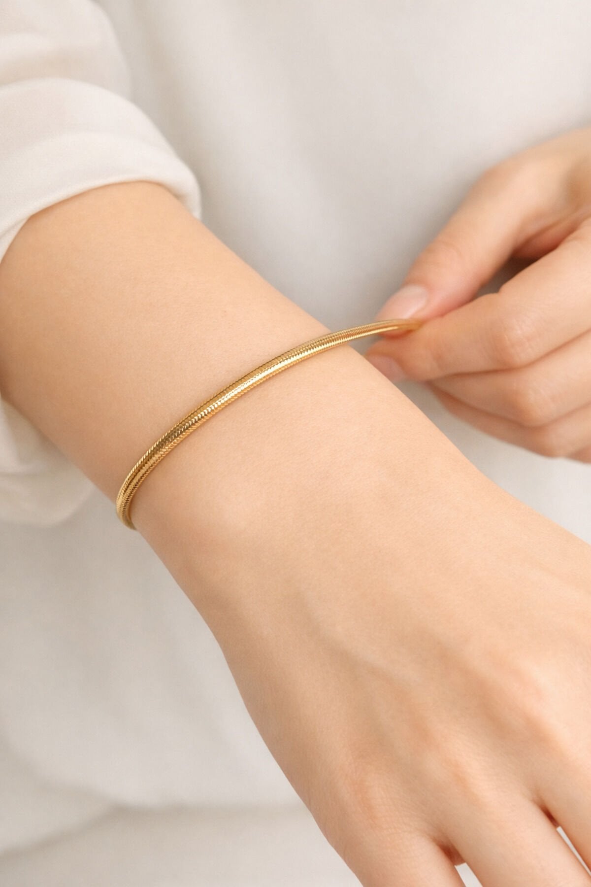 14 Ayar Altın Bileklik Esnek Her Bileğe Uygun Boyutta Ayarlanabilir Bilezik