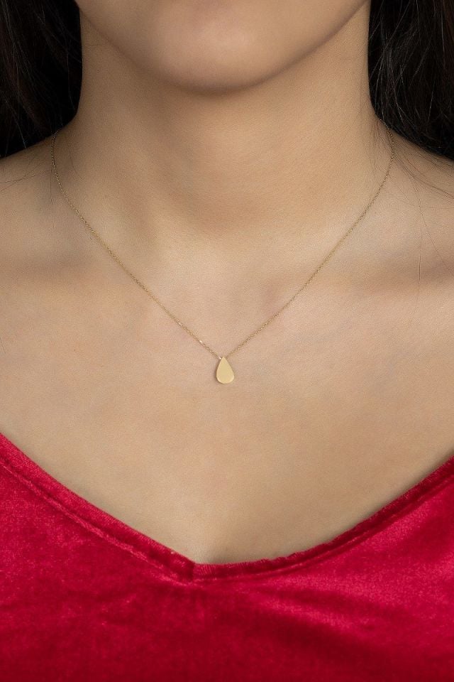 Moom Mücevherat Kadın 14 Ayar Altın Damla Kolye