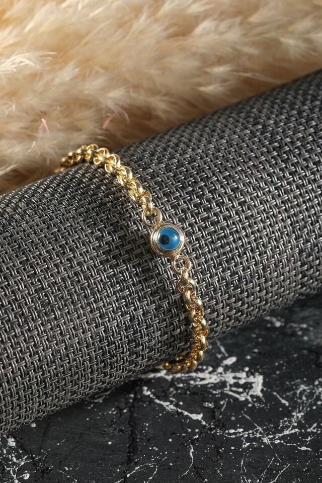 Kadın 14 Ayar Altın Nazar Göz Taşlı Bileklik