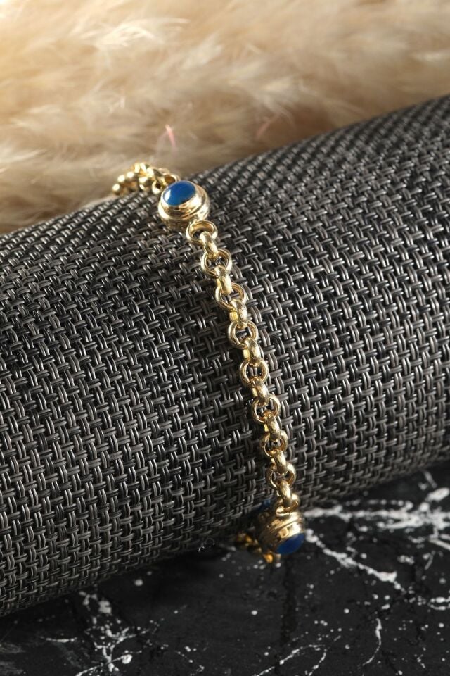 Kadın 14 Ayar Altın Nazar Göz Taşlı Bileklik