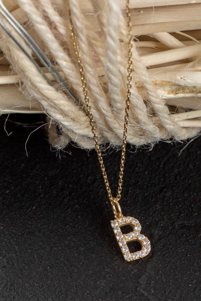 Moom Mücevherat Kadın 14 Ayar Altın B Harfi Kolye
