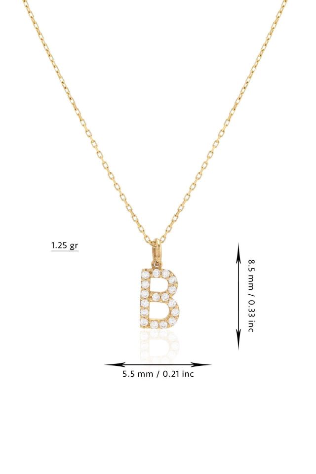 Moom Mücevherat Kadın 14 Ayar Altın B Harfi Kolye