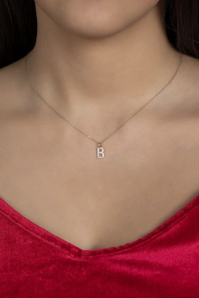 Moom Mücevherat Kadın 14 Ayar Altın B Harfi Kolye