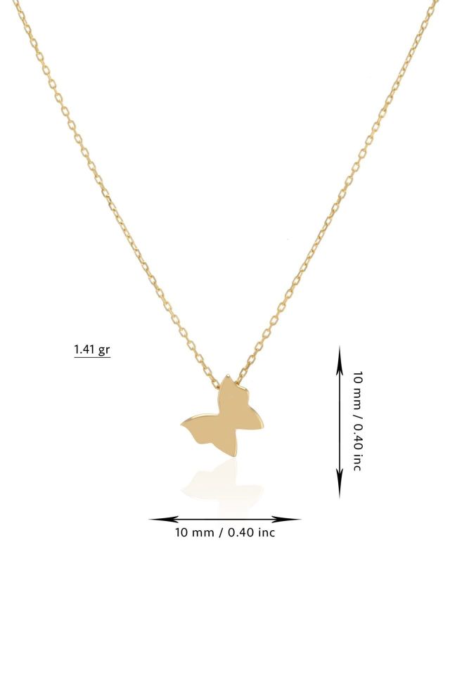 Moom Mücevherat Kadın 14 Ayar Altın Kelebek Kolye