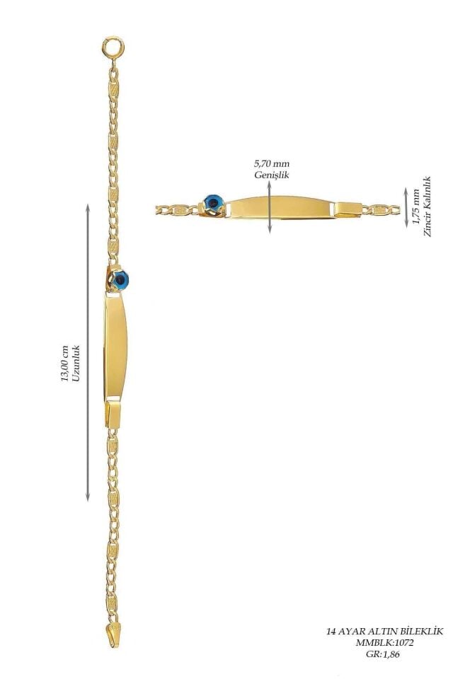 Çocuk 14 Ayar Altın Nazar Göz Künye