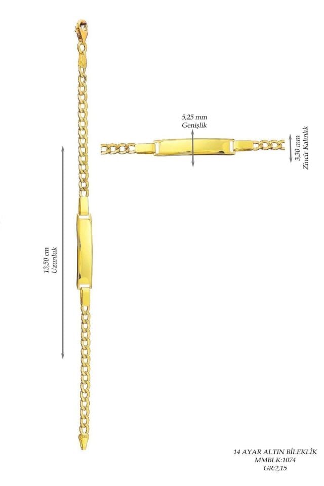 Çocuk 14 Ayar Altın Künye