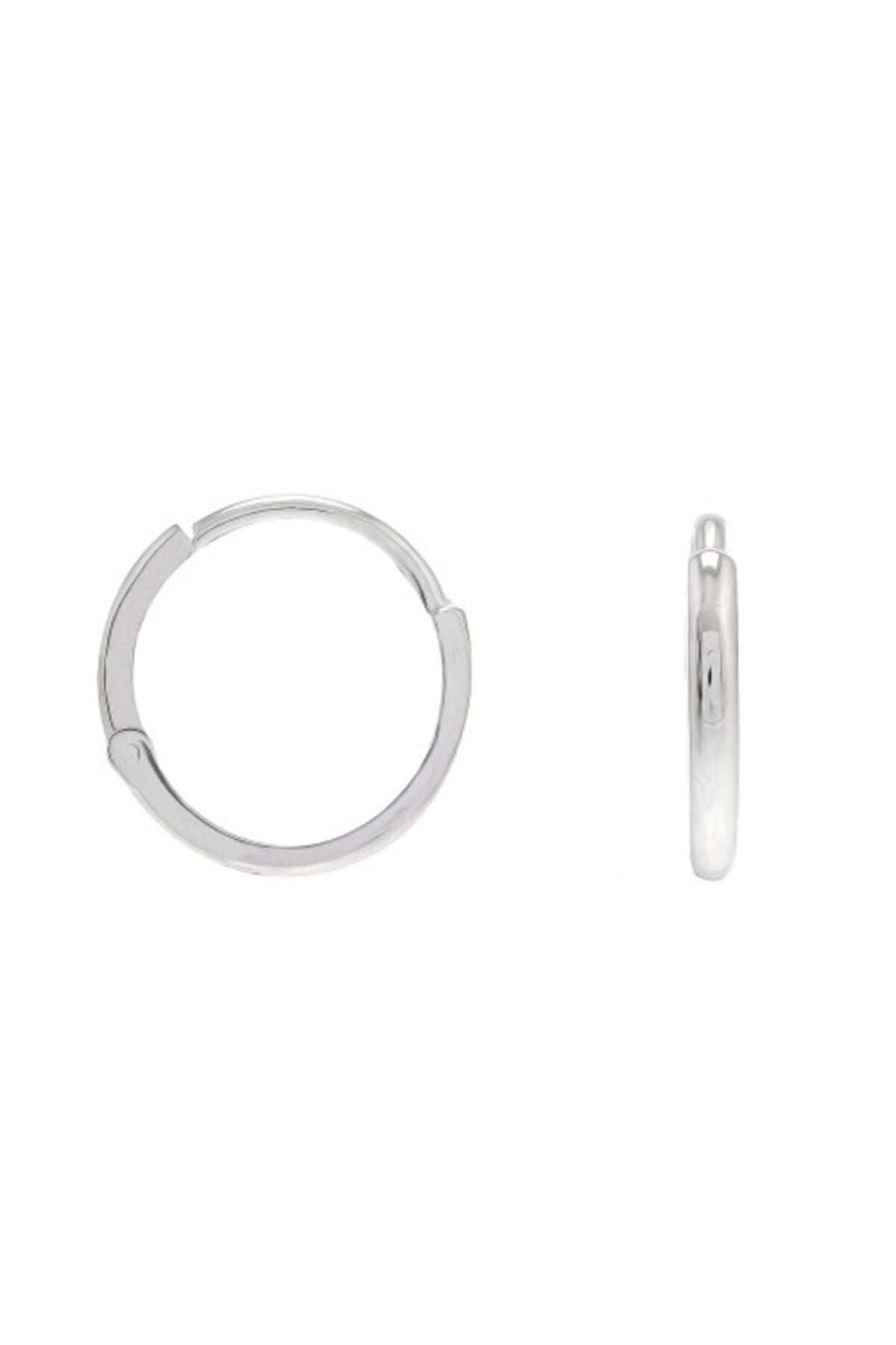 14 Ayar Altın Minimal Gizli Kilit Halka Küpe 1.1 cm