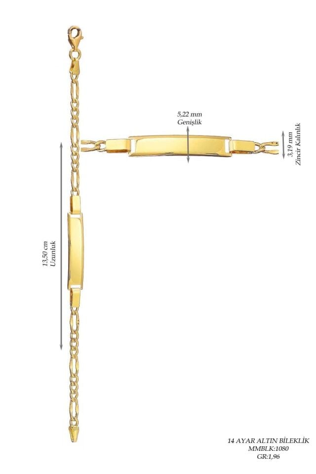 Çocuk 14 Ayar Altın Künye