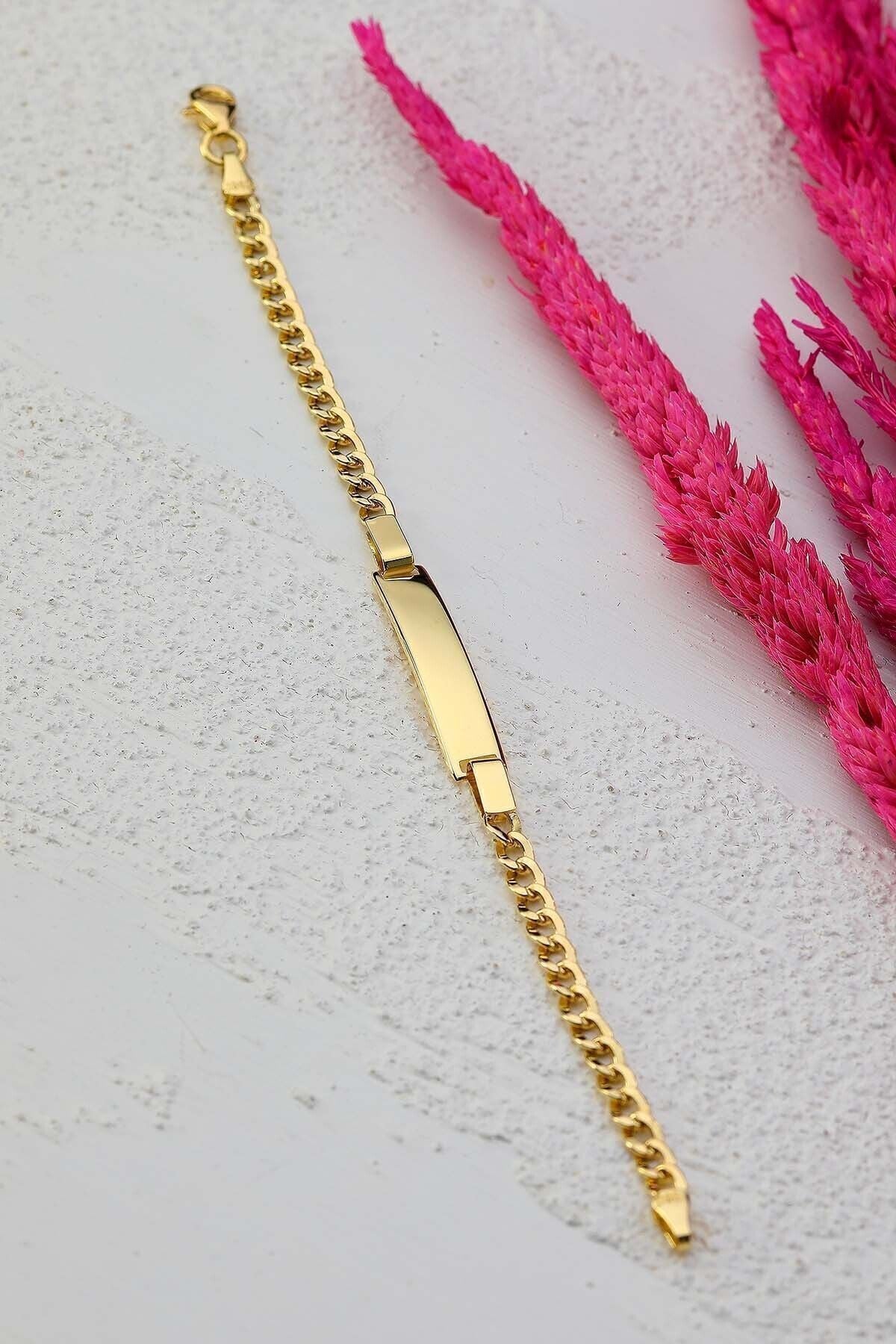 Çocuk 14 Ayar Altın Künye Bileklik