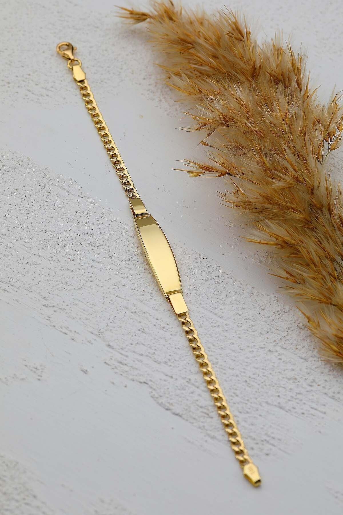 Çocuk 14 Ayar Altın Künye Bileklik