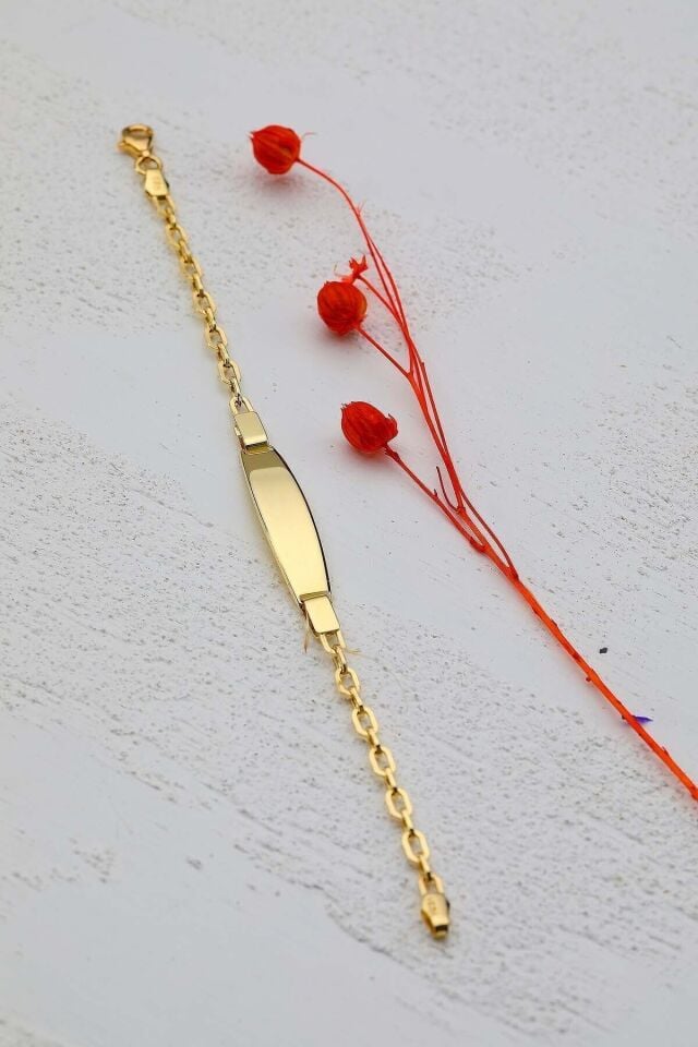 Çocuk 14 Ayar Altın Künye Bileklik