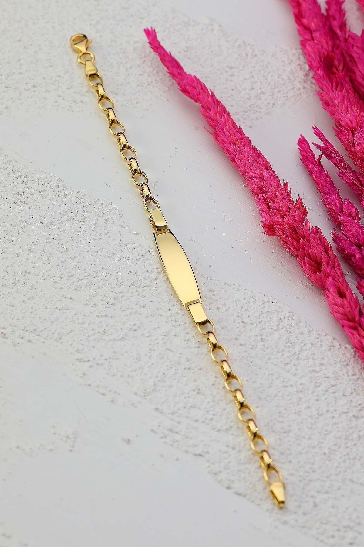 Çocuk 14 Ayar Altın Künye Bileklik